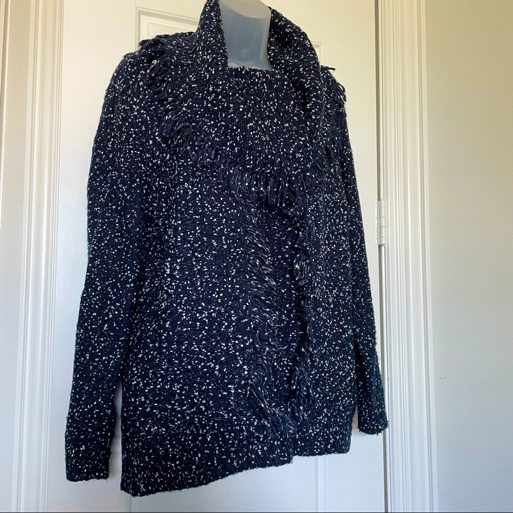 Big Collar Sweater, Blue with White Speckles.